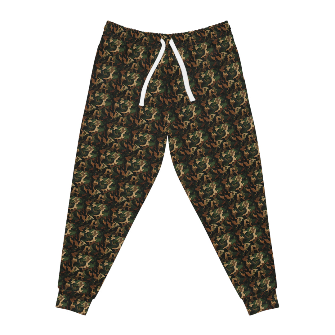 Brown-Green Camo Unisex Athletic Joggers. 1 color, 6 sizes