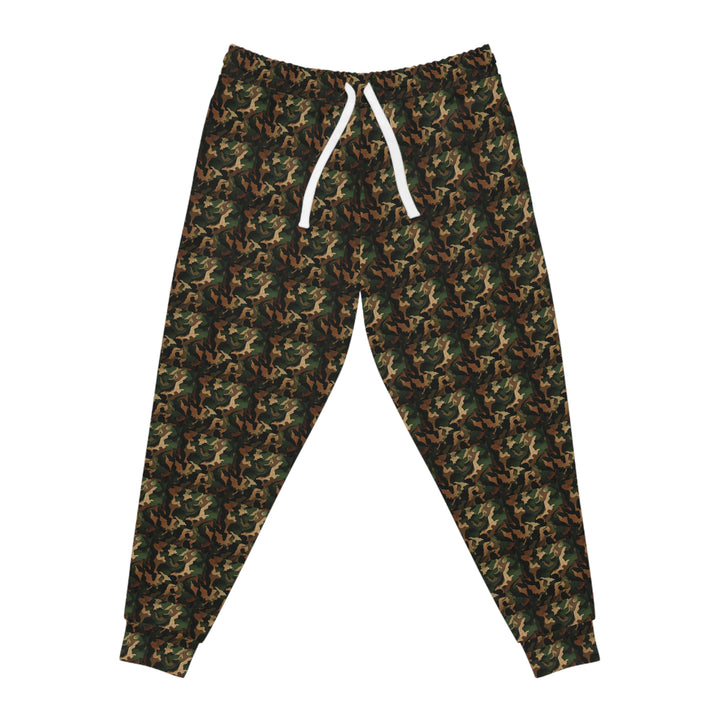 Brown-Green Camo Unisex Athletic Joggers. 1 color, 6 sizes