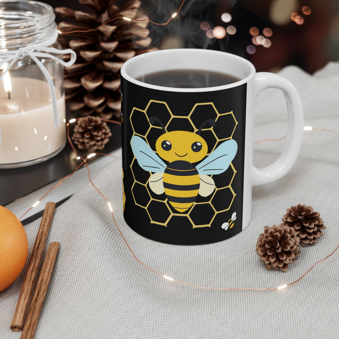 Bee Mug, (11oz, 15oz) Ceramic Mug, Unique Design, great Gift Idea, create Home Brew Joy