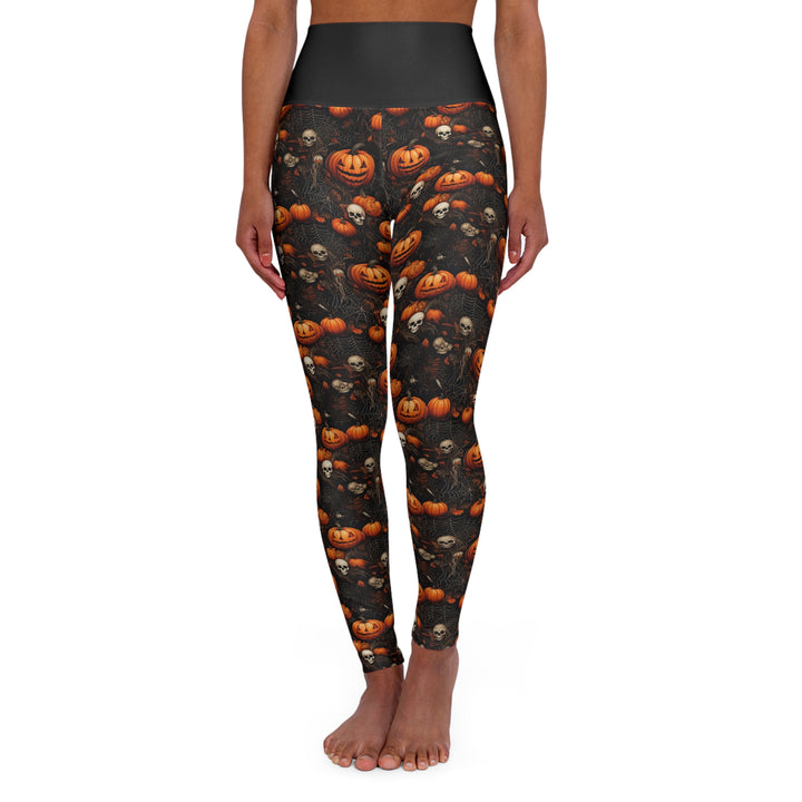 Woman's Halloween Pumpkin Skull High Waisted Yoga Leggings