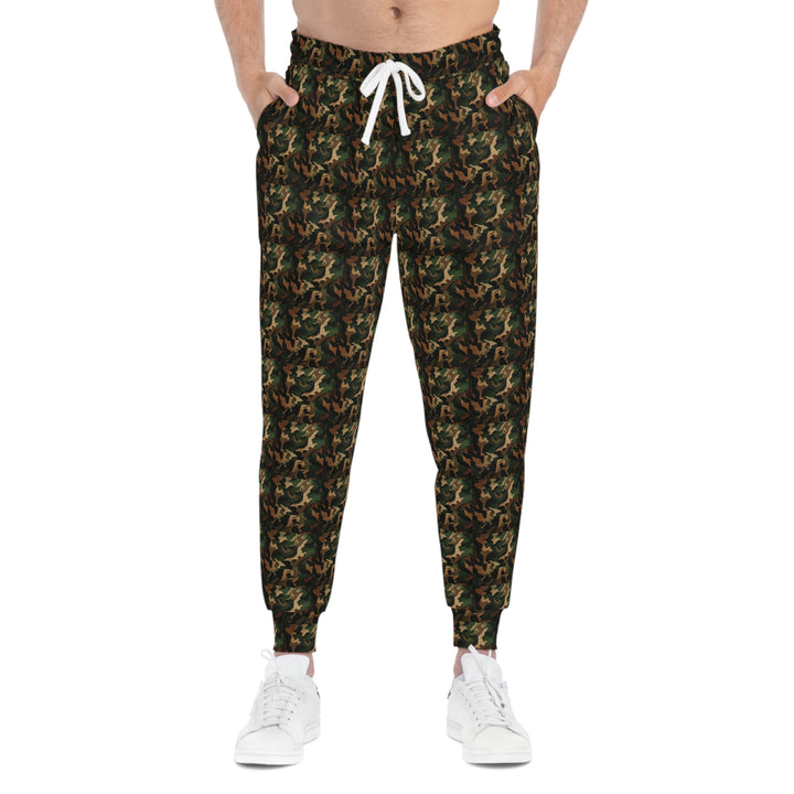 Brown-Green Camo Unisex Athletic Joggers. 1 color, 6 sizes
