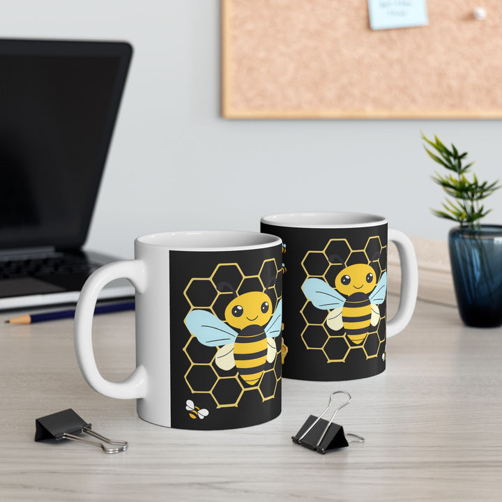 Bee Mug, (11oz, 15oz) Ceramic Mug, Unique Design, great Gift Idea, create Home Brew Joy