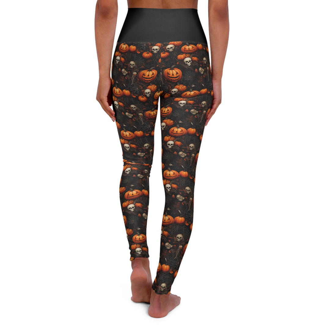 Woman's Halloween Pumpkin Skull High Waisted Yoga Leggings