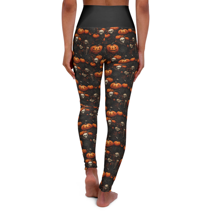 Woman's Halloween Pumpkin Skull High Waisted Yoga Leggings