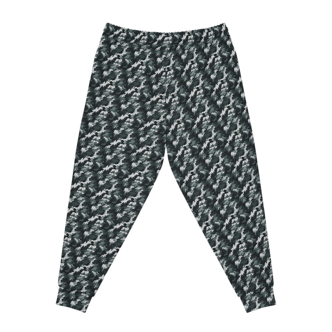 White-Green Camo Unisex Athletic Joggers. 1 color, 6 sizes