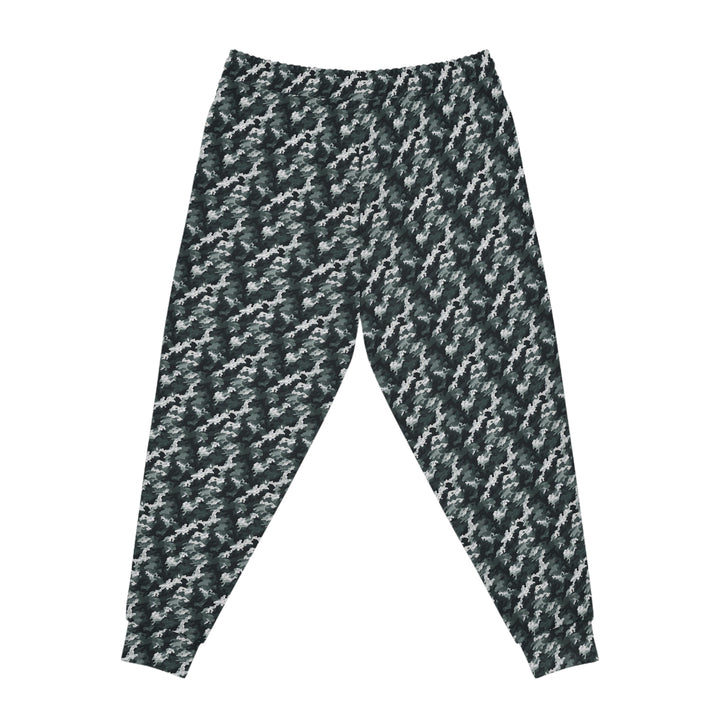 White-Green Camo Unisex Athletic Joggers. 1 color, 6 sizes