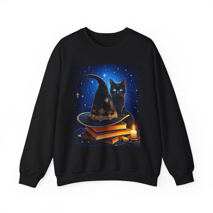 Witches' Hat & Cat Sweatshirt, Crewneck, no Hood, heavy weight, available in 4 colors, 6 sizes