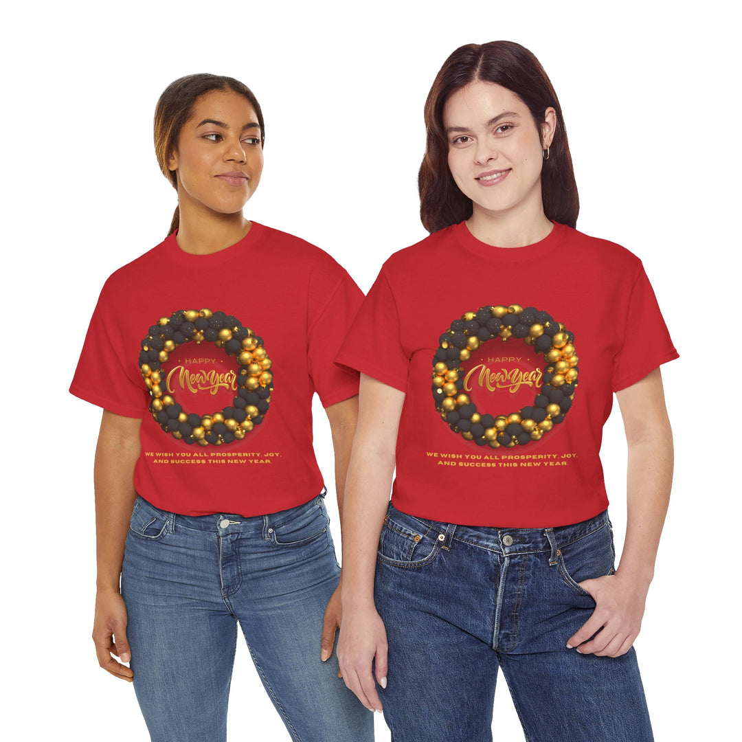Black & Gold Christmas Wreath T-shirt, Unisex