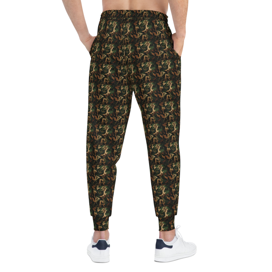 Brown-Green Camo Unisex Athletic Joggers. 1 color, 6 sizes
