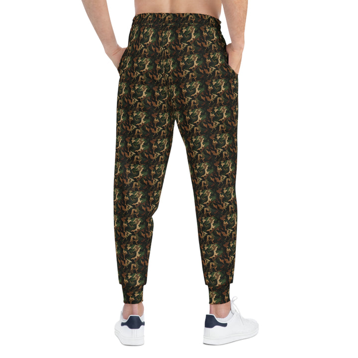 Brown-Green Camo Unisex Athletic Joggers. 1 color, 6 sizes