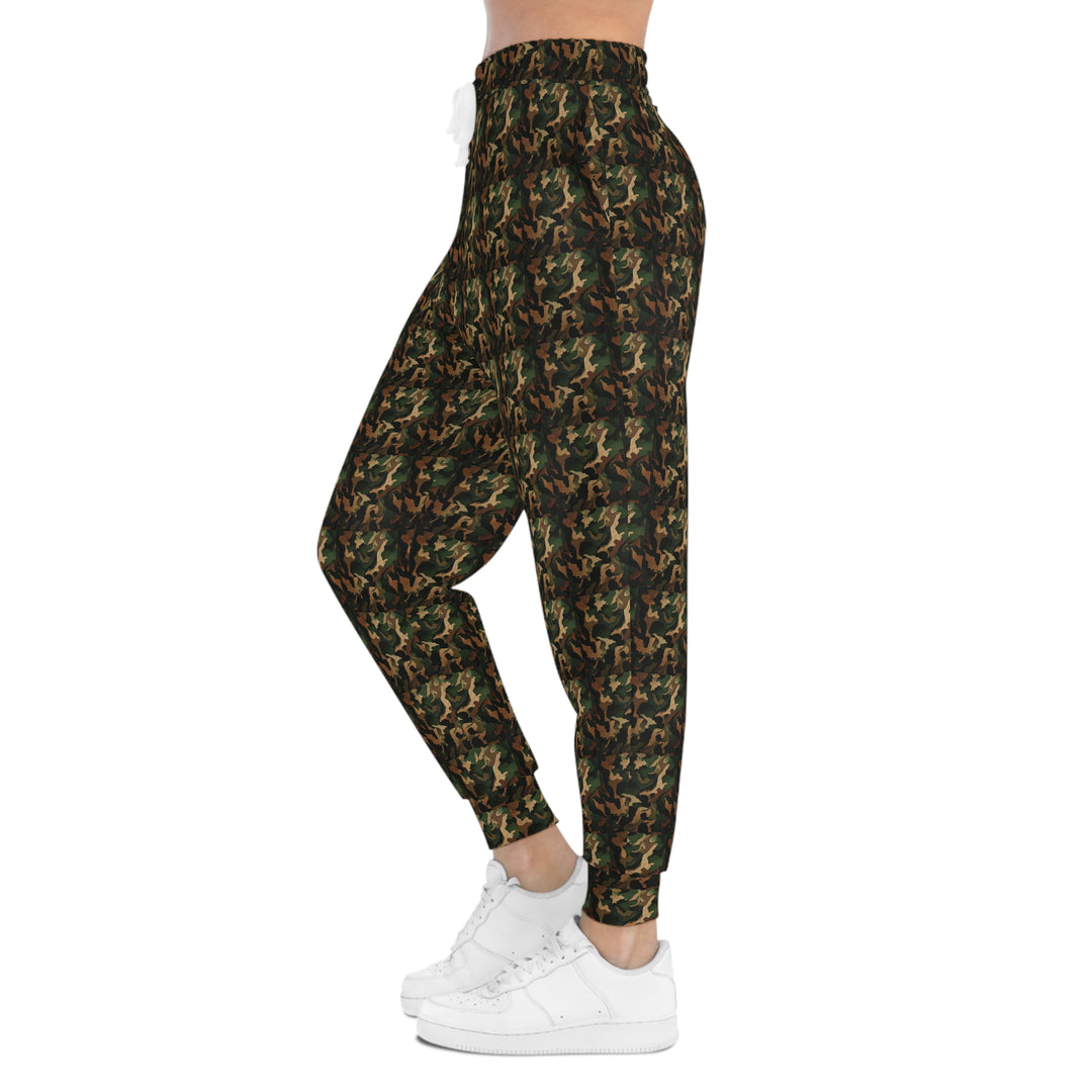 Brown-Green Camo Unisex Athletic Joggers. 1 color, 6 sizes