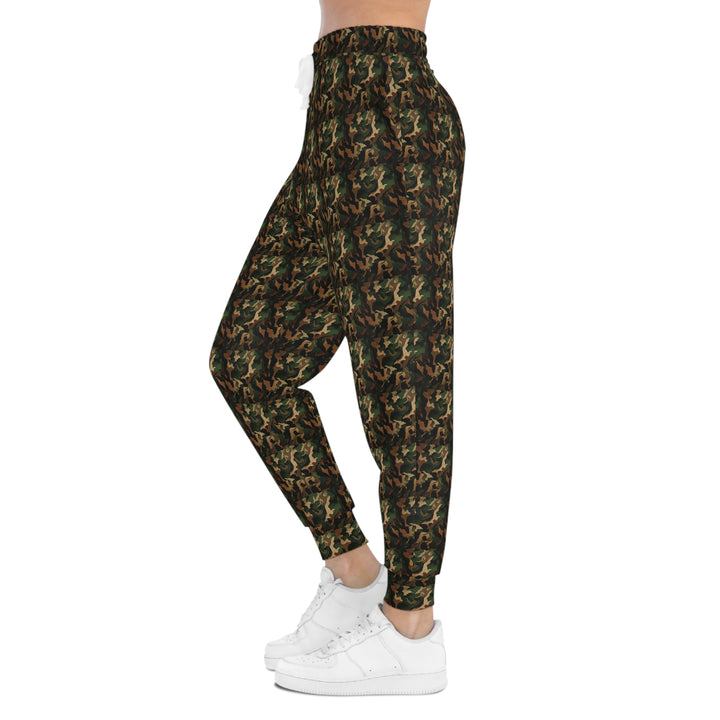 Brown-Green Camo Unisex Athletic Joggers. 1 color, 6 sizes