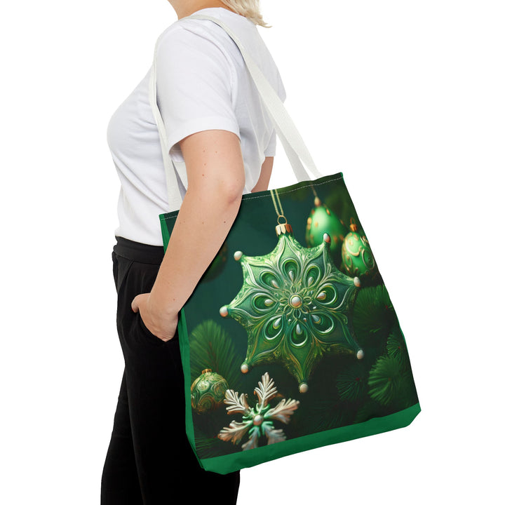Holiday Green Decorations Shopping Tote Bag, 3 sizes, Christmas