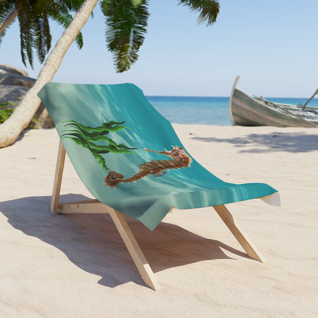 Seahorse Beach Towel, Summer Pool Accessory, Vacation Essentials, Fun Beach Design