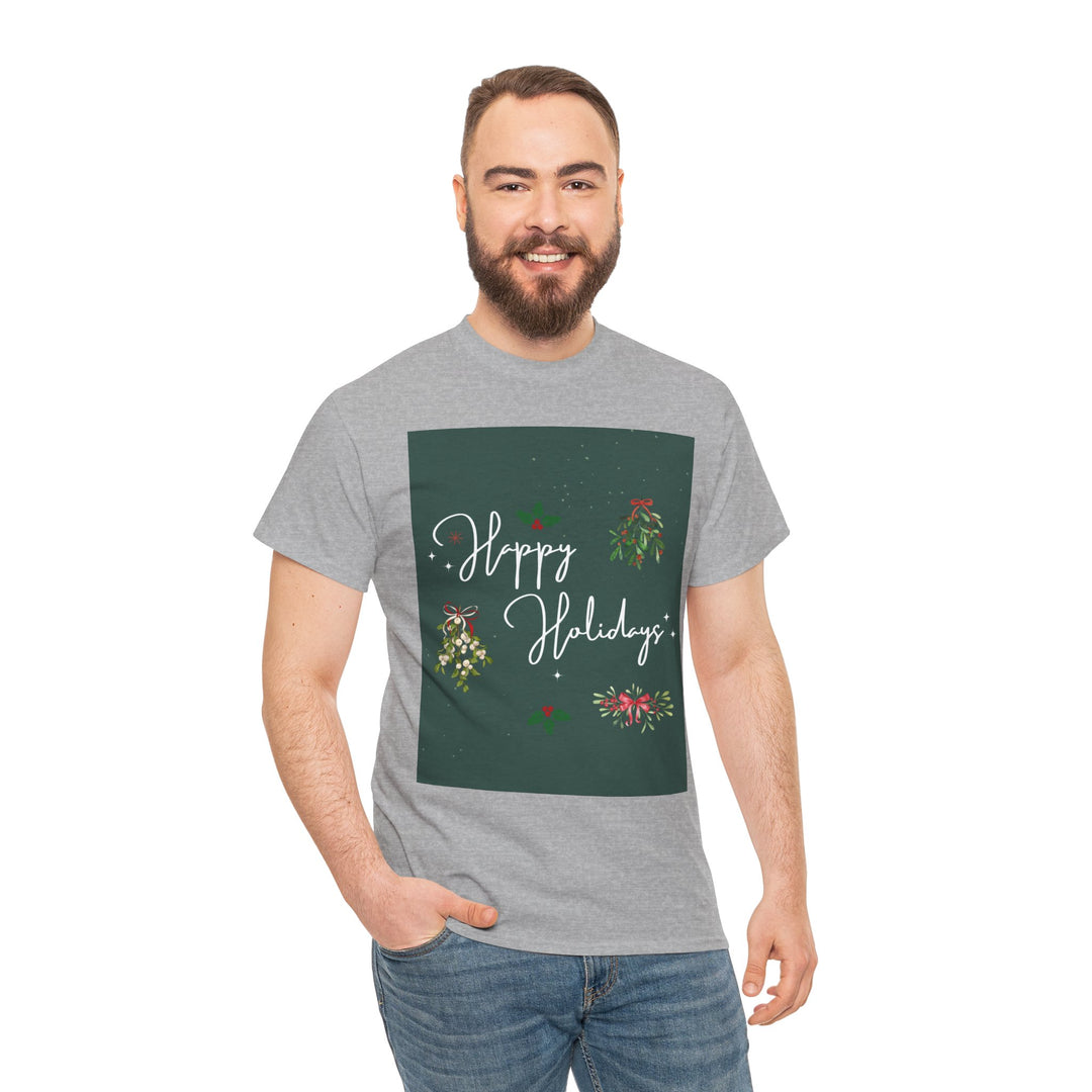 Happy Holidays & Mistletoe T-shirt, Unisex, Christmas, 10 colors, 8 sizes