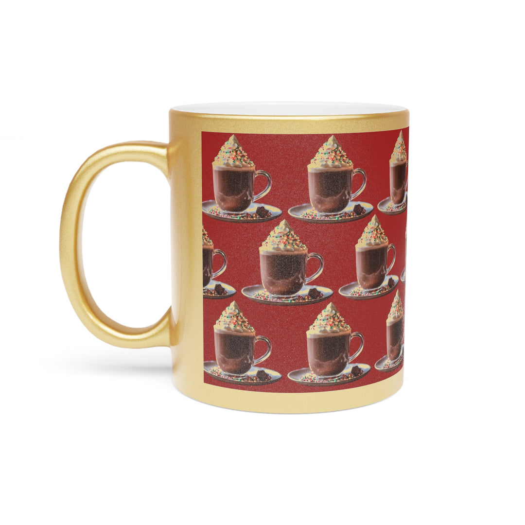 Hot Chocolate Christmas Cheer Metallic Mug (Gold)