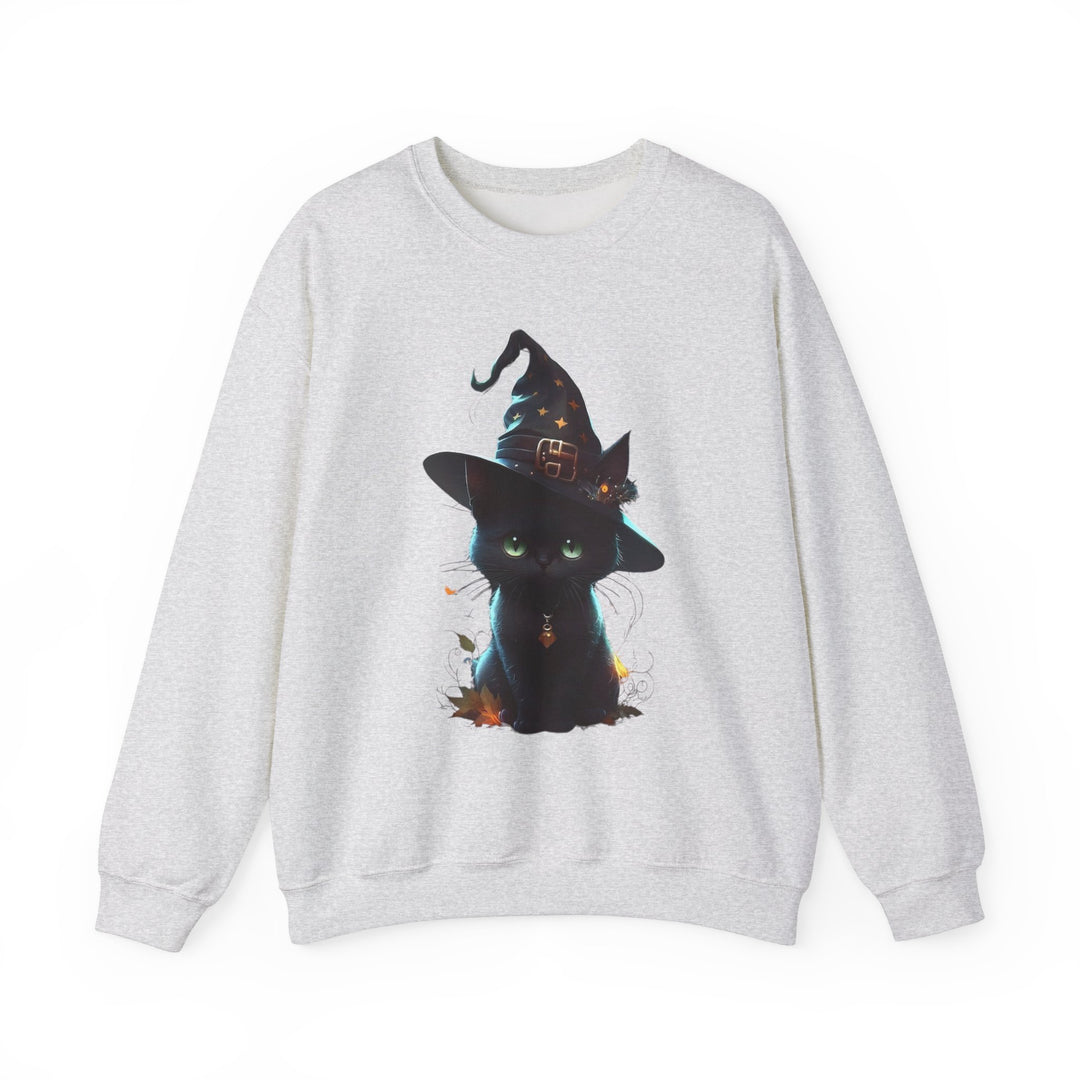 Halloween Black Cat Sweatshirt, Crewneck, unique, heavy weight, available in 4 colors and 6 sizes