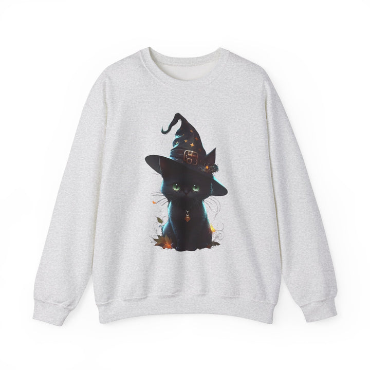 Halloween Black Cat Sweatshirt, Crewneck, unique, heavy weight, available in 4 colors and 6 sizes