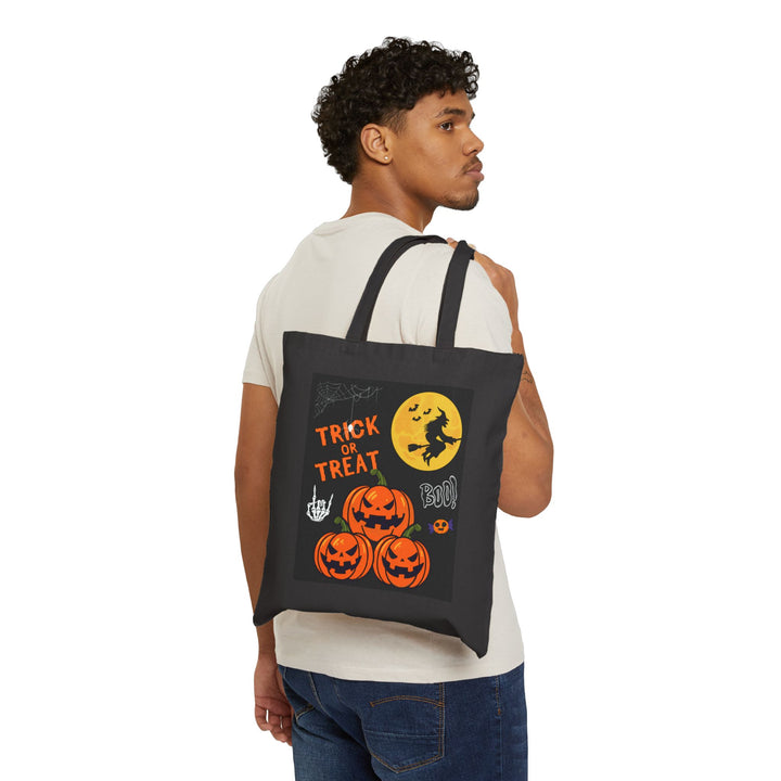 Spooky Large Canvas Halloween Bag - Perfect Trick or Treat Tote for Kids & Adults, Eco-Friendly, Durable, and Stylish, Sixe:15 x 16