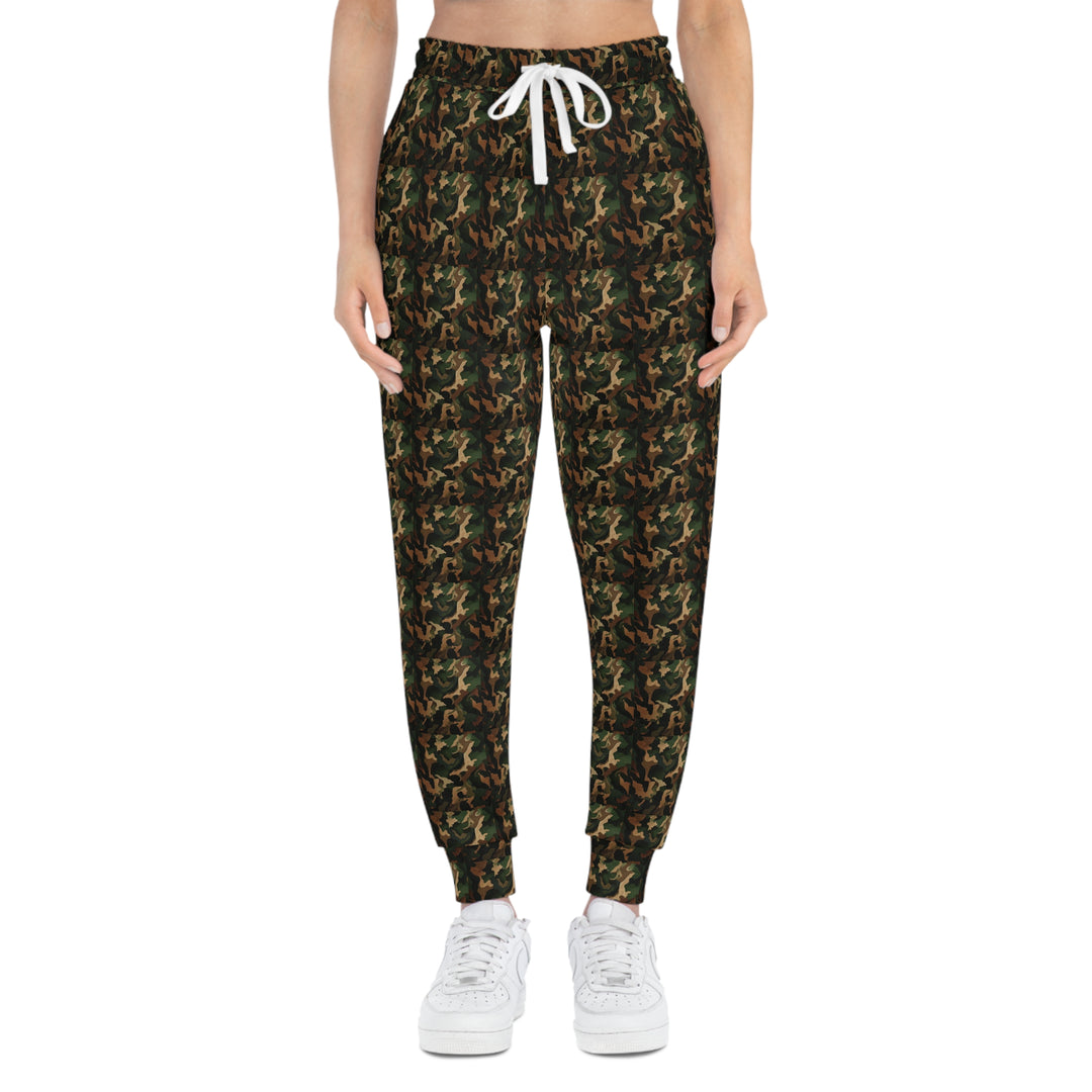 Brown-Green Camo Unisex Athletic Joggers. 1 color, 6 sizes