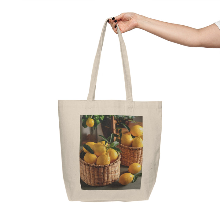 Basket of Lemons Canvas Shopping Bag - Perfect for carrying all for all your shopping purchases, Bagmasters tote bag, Eco-Friendly, Durable, and Stylish, Sixe:18 x 15, priced to sell
