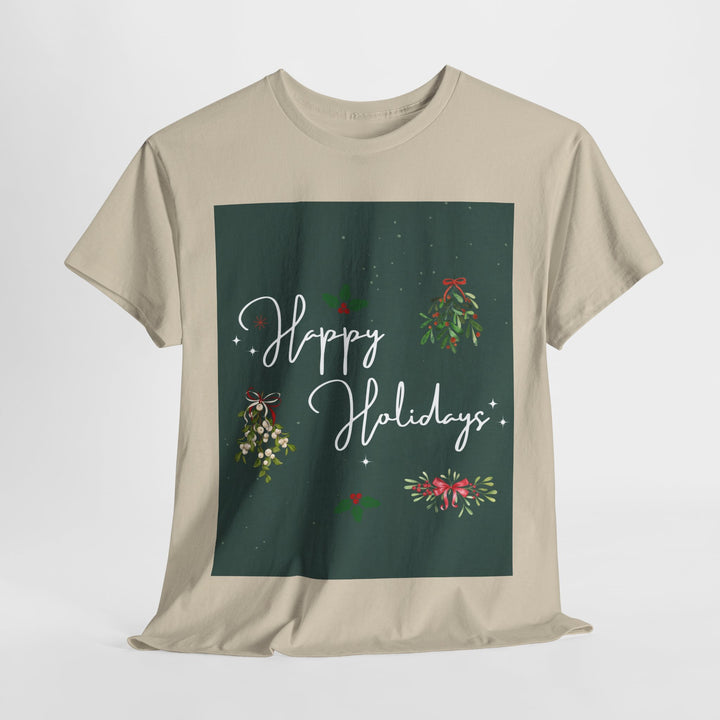 Happy Holidays & Mistletoe T-shirt, Unisex, Christmas, 10 colors, 8 sizes