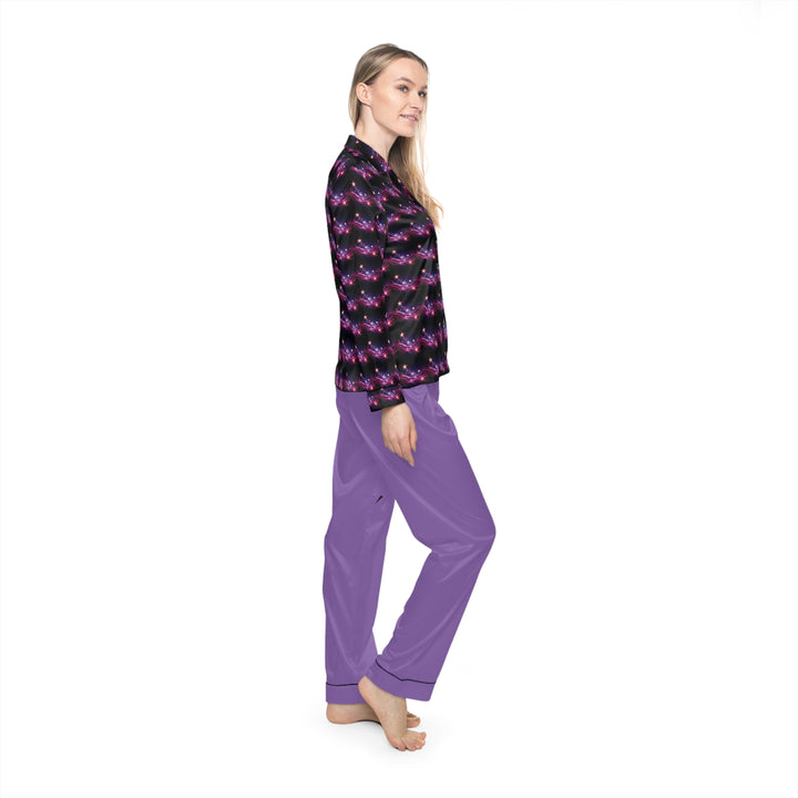 Women's Purple & Gold Satin Pajamas (AOP)