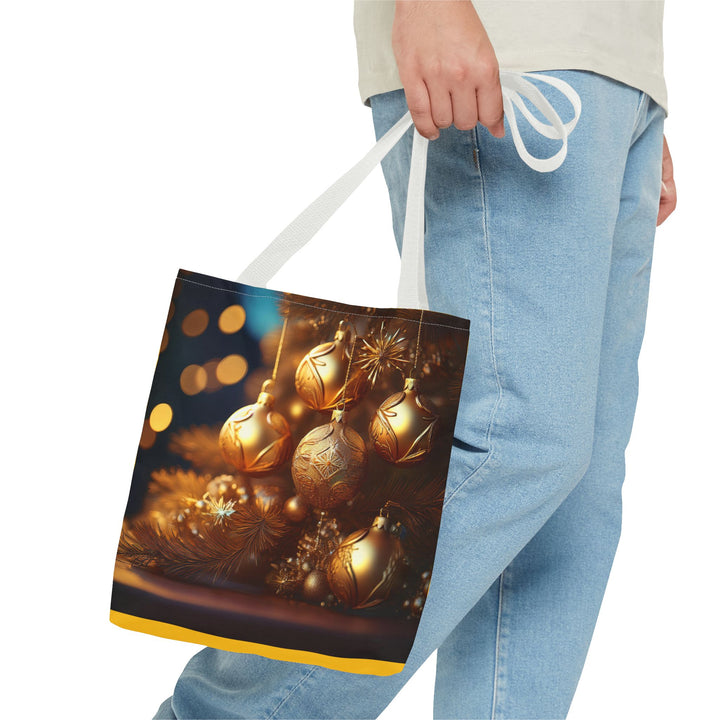 Holiday Gold Decorations Shopping Tote Bag, 3 sizes