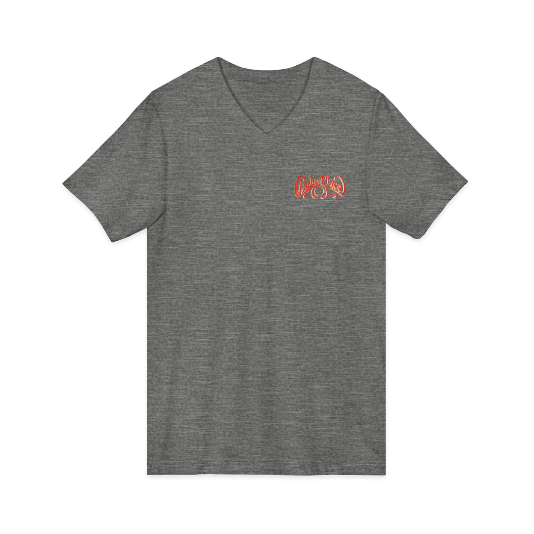 Charlie's Place Work T-shirt, V-Neck, two sided (front & back), 6 colors, 5 sizes