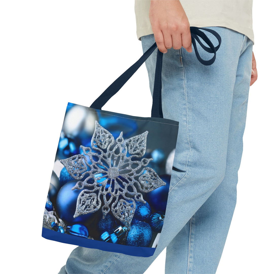 Holiday Blue Decorations Shopping Tote Bag, 3 sizes, Christmas