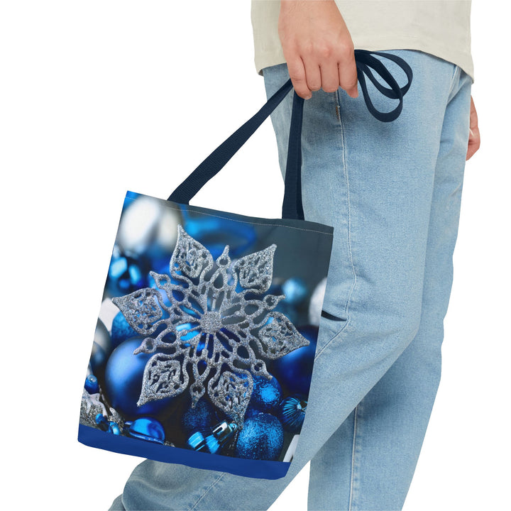 Holiday Blue Decorations Shopping Tote Bag, 3 sizes, Christmas