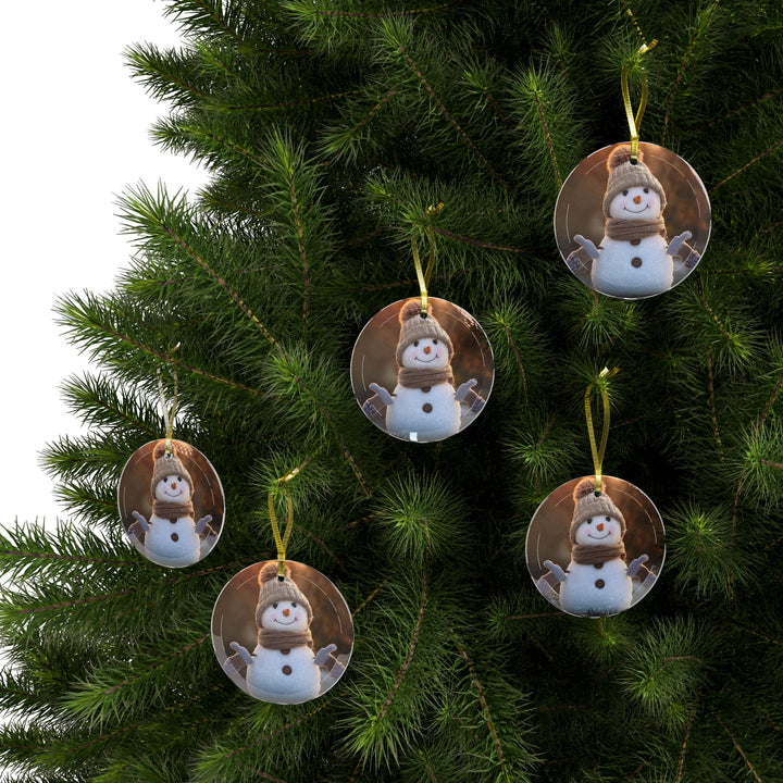 Snowman Glass Ornaments, Christmas, holiday decorations, your choice of 1, 5, or 10 ornaments