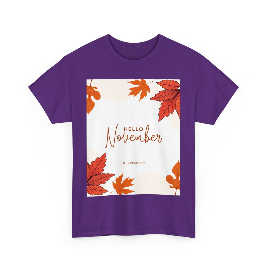 Hello Month of November T-shirt changing seasons Colorful unisex
