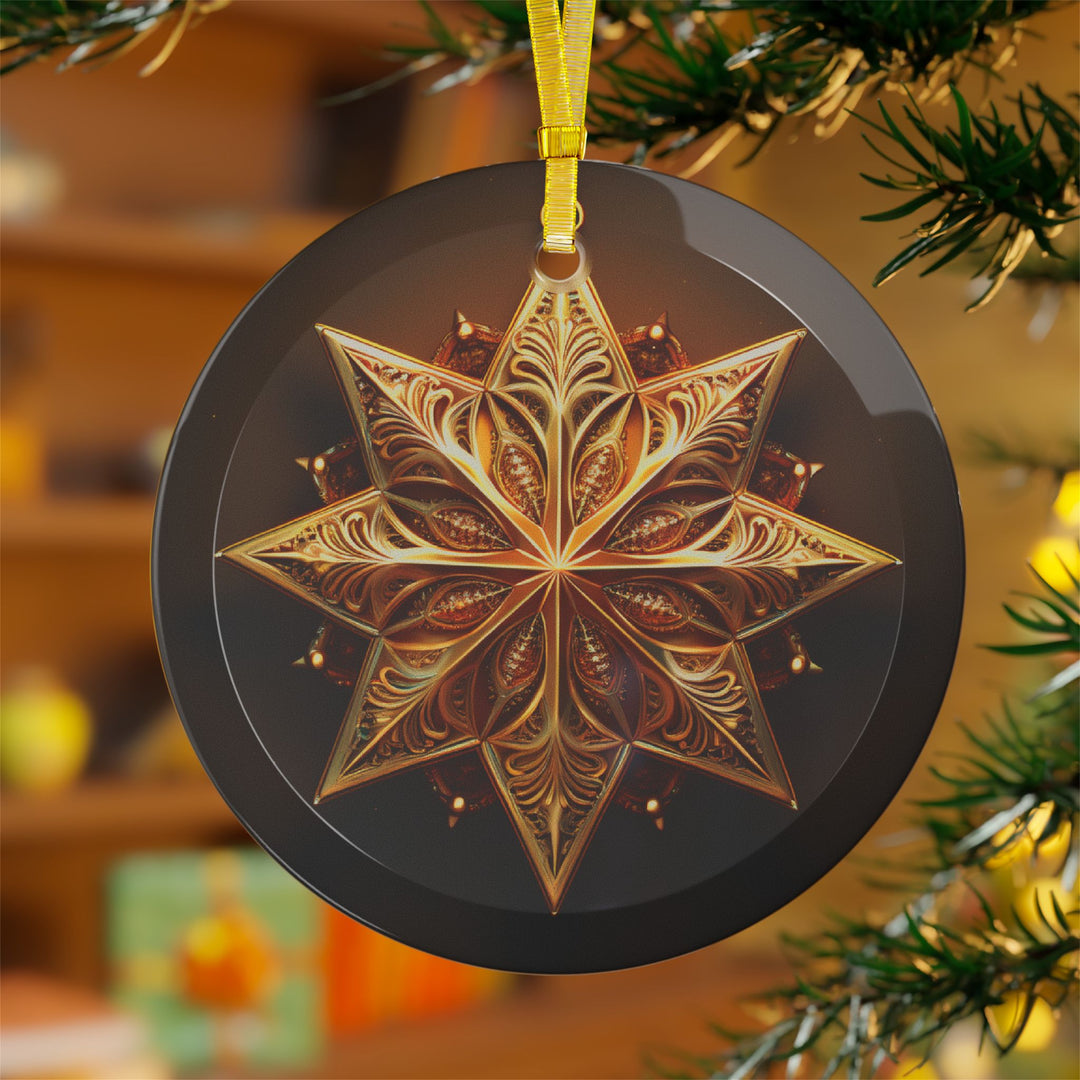 Gold Star Glass Ornaments, Christmas, holiday decorations, your choice of 1, 5, or 10 ornaments
