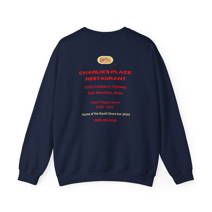 Charlie's Place Work Sweatshirt, Crewneck, two-sided (front & back), heavy weight, available in 6 colors, 6 sizes