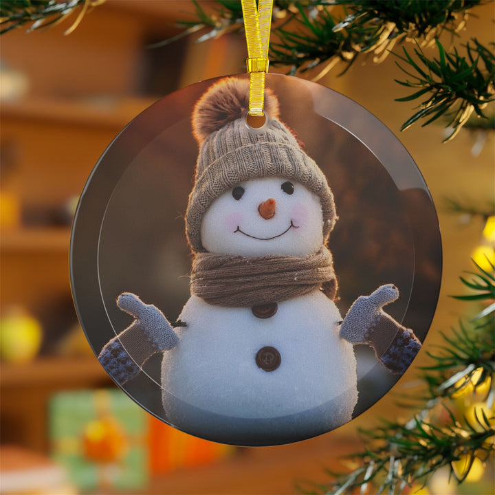 Snowman Glass Ornaments, Christmas, holiday decorations, your choice of 1, 5, or 10 ornaments