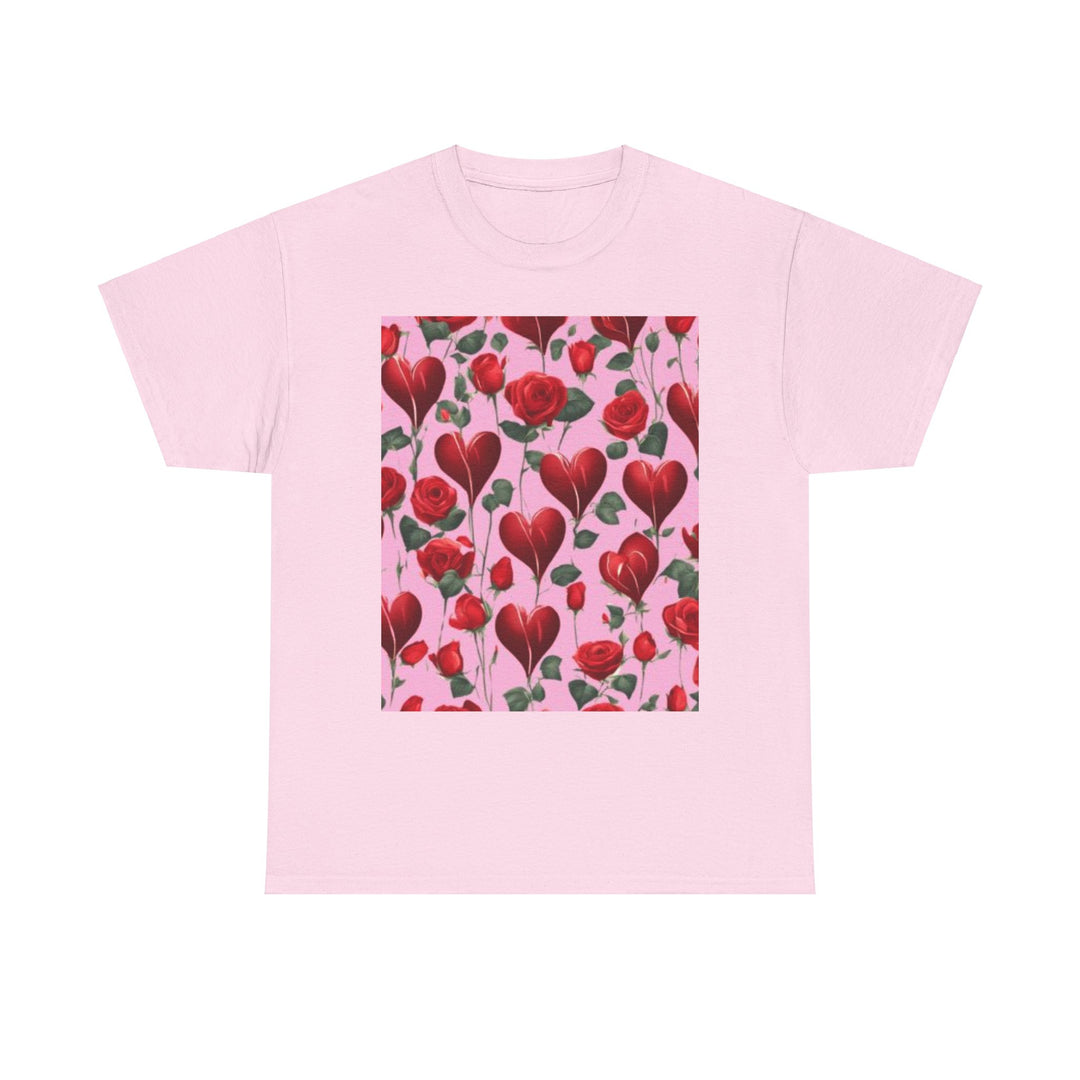 Valentine Hearts and Roses T-shirt, Unisex, 5 colors, 8 sizes