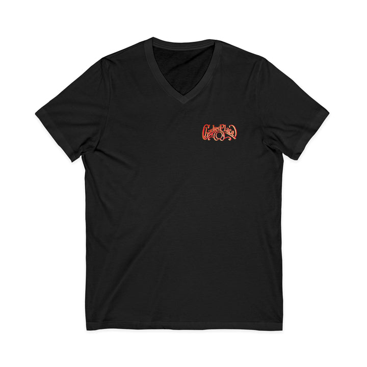 Charlie's Place Work T-shirt, V-Neck, two sided (front & back), 6 colors, 5 sizes