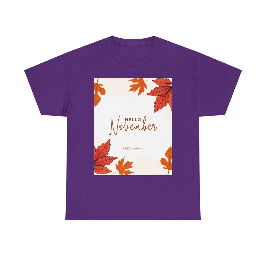 Hello Month of November T-shirt changing seasons Colorful unisex