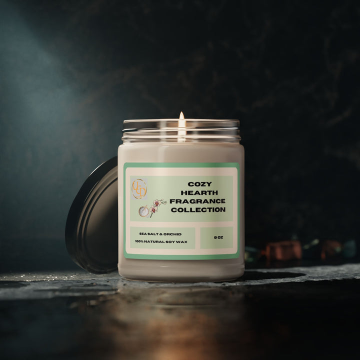 Cozy Hearth Fragrance Collection: Sea Salt & Orchid Scented Soy Candle, 9oz
