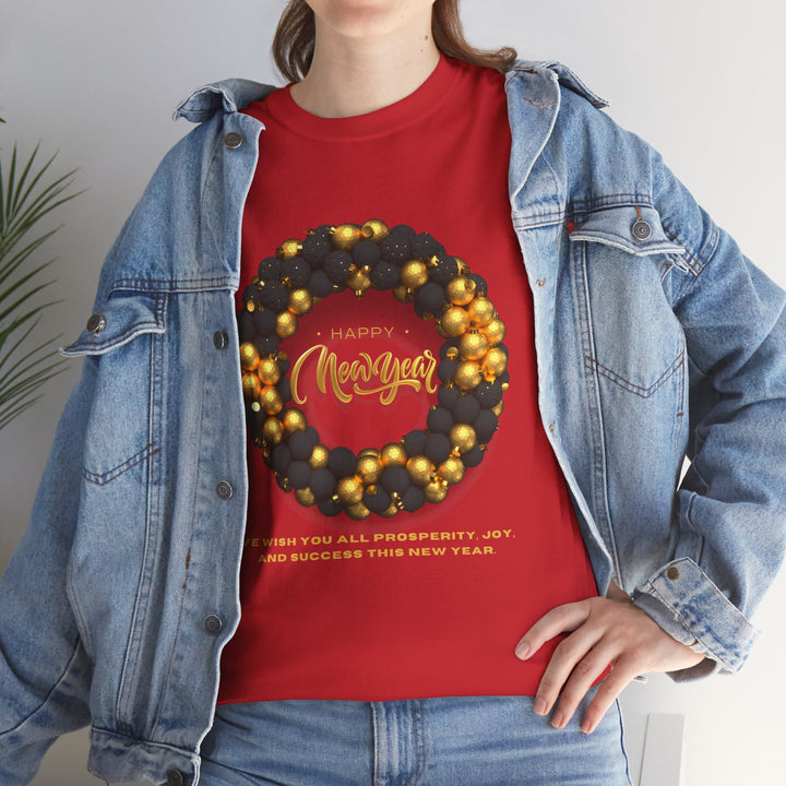Black & Gold Christmas Wreath T-shirt, Unisex