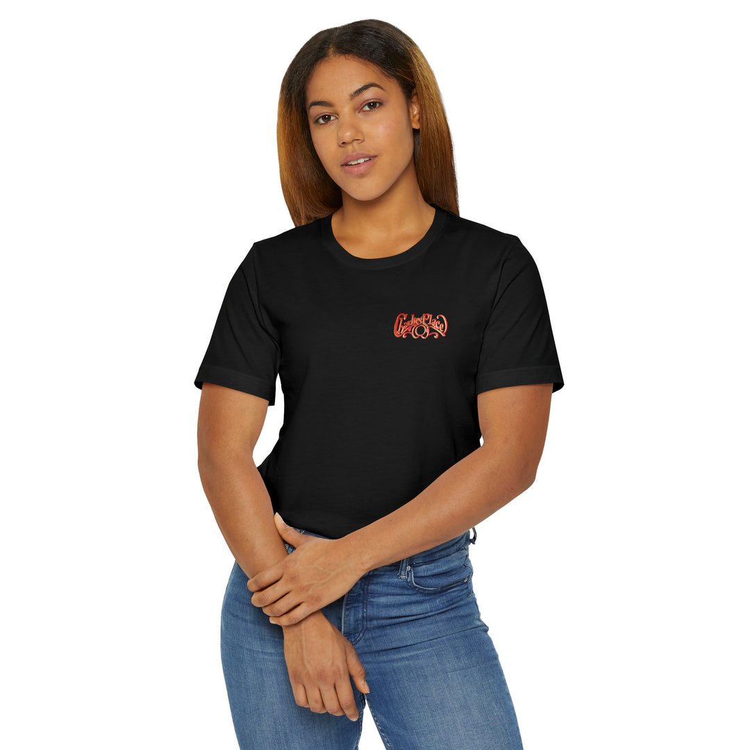 Charlie's Place Work T-Shirt, two sided (front & back image), crew neck, Available in 7 colors, 8 sizes