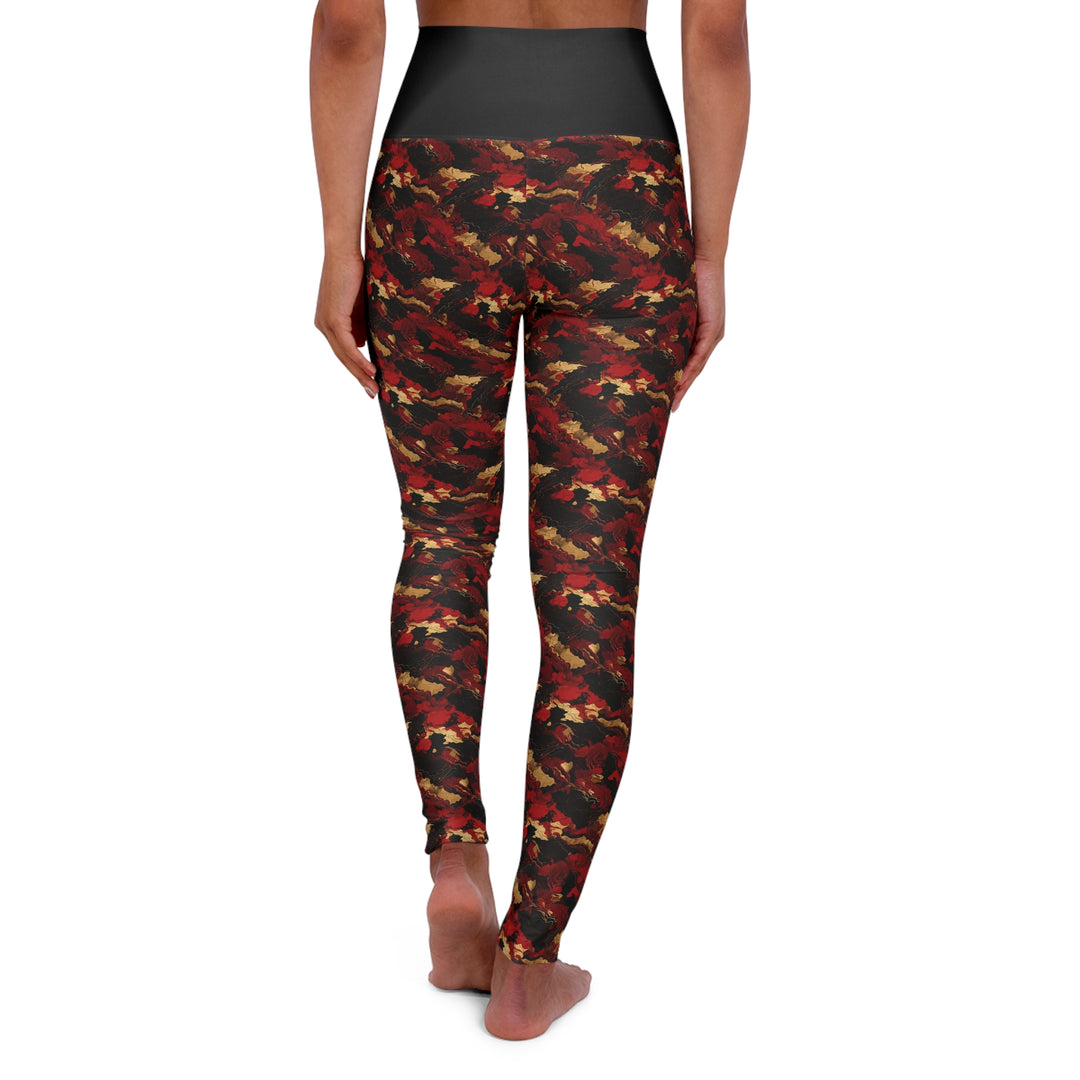 Woman's Red & Gold High Waisted Yoga Leggings