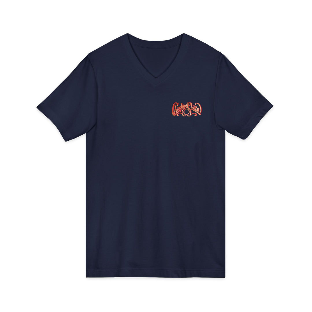 Charlie's Place Work T-shirt, V-Neck, two sided (front & back), 6 colors, 5 sizes