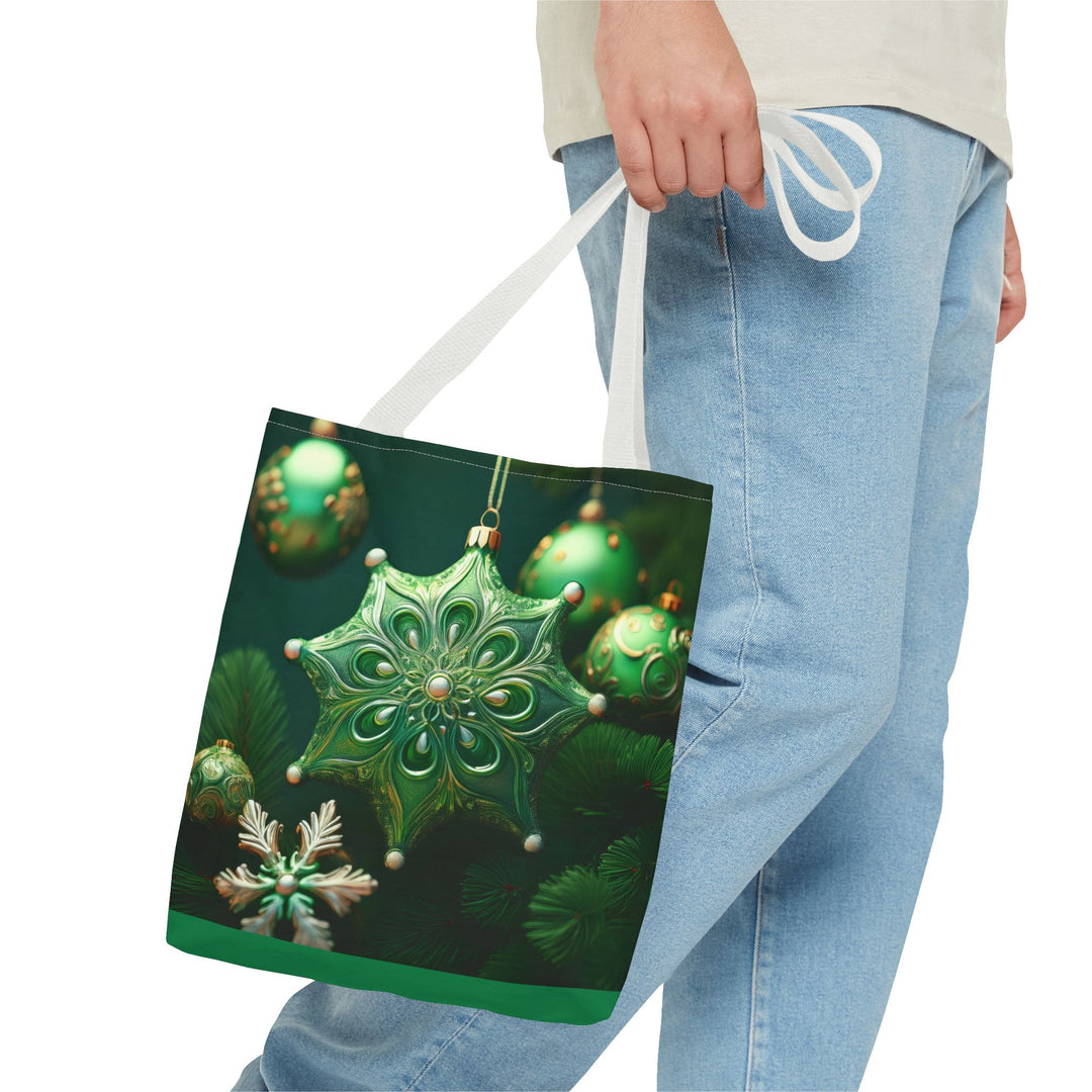 Holiday Green Decorations Shopping Tote Bag, 3 sizes, Christmas