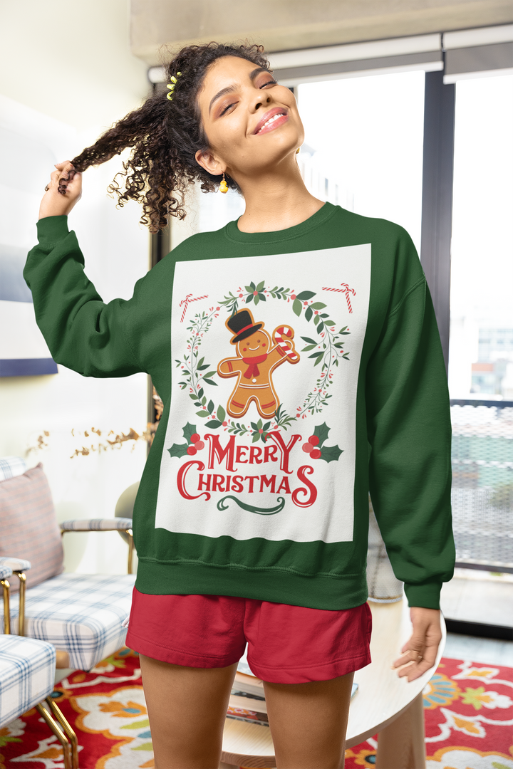 Gingerbread Man Sweatshirt, Crewneck, unique, heavy weight, available in 6 colors and 6 sizes