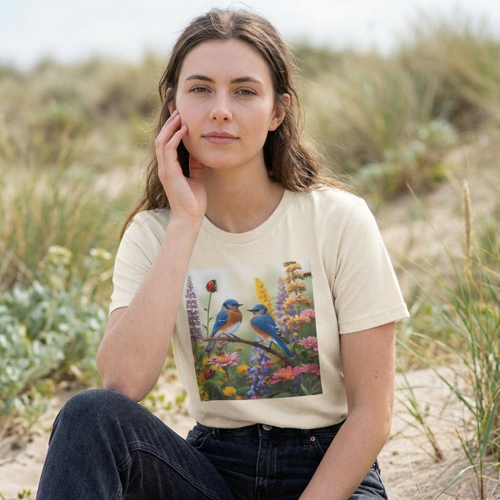 Bluebird & Wildflower Tee, 6 colors, 5 sizes