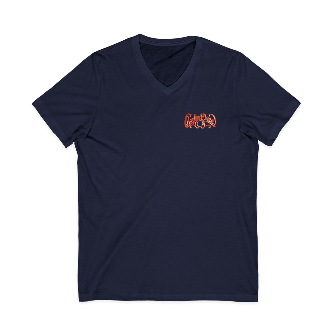 Charlie's Place Work T-shirt, V-Neck, two sided (front & back), 6 colors, 5 sizes