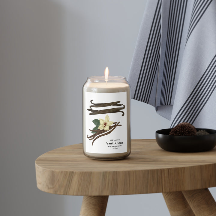 UCD creations Vanilla Bean Scented Candle, 13.75oz, natural soy wax. cotton wick