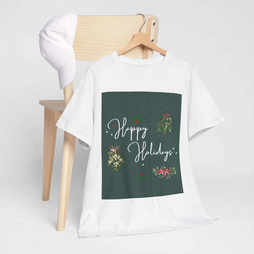 Happy Holidays & Mistletoe T-shirt, Unisex, Christmas, 10 colors, 8 sizes